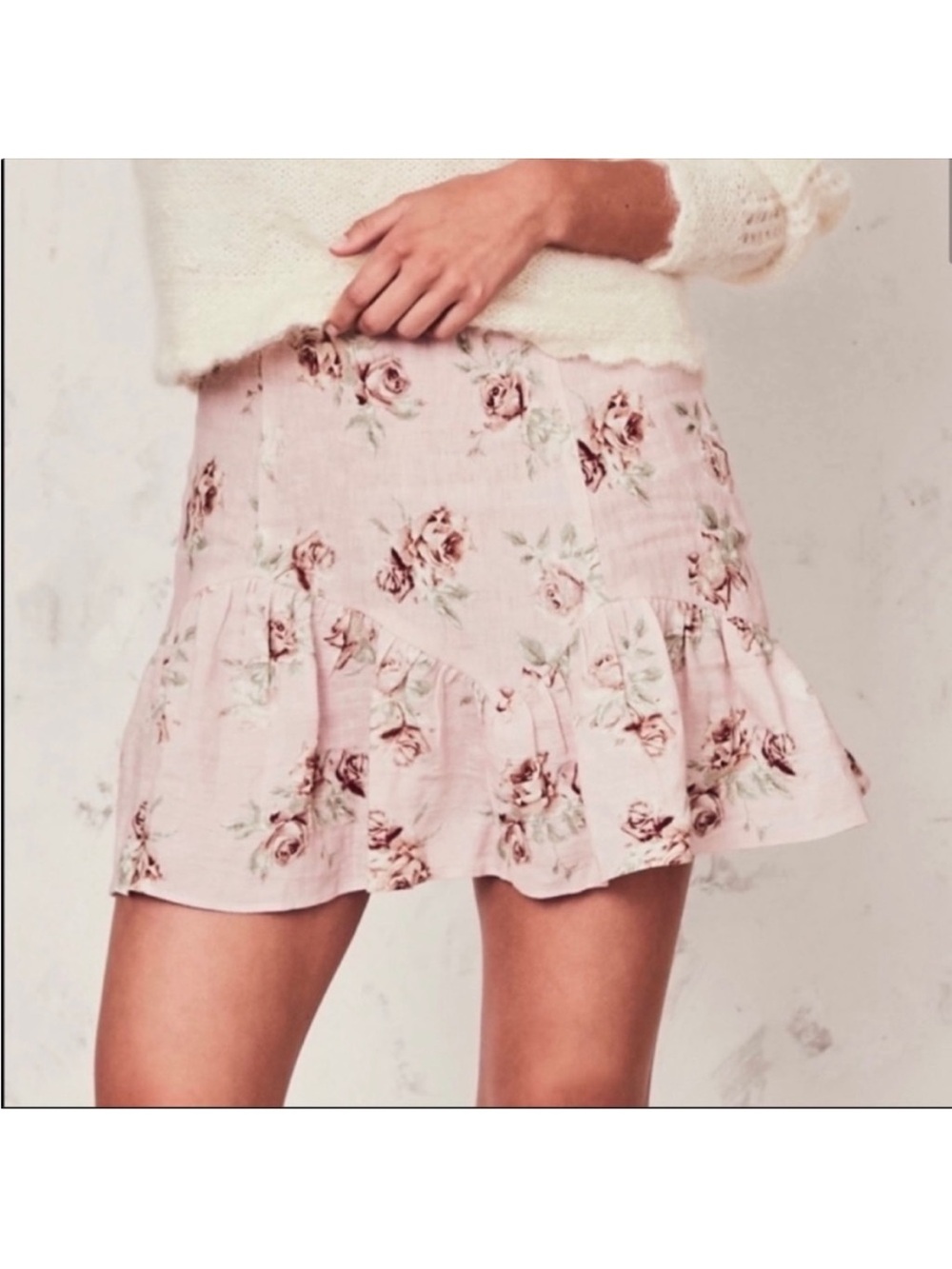 Petal Pink Floral Ruffle Mini Skirt